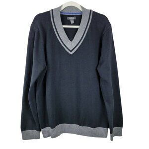 Kenneth Cole Reaction Men's Sonia Sweater V Neck Y2K XL Preppy Academic Heavy